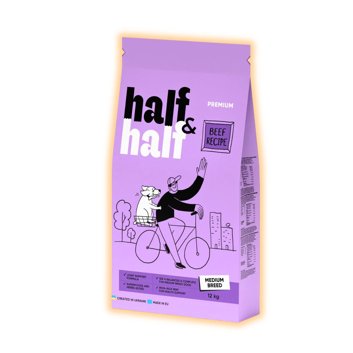 Cухий корм для собак Half&Half Medium Breed 12 кг - яловичина - pawow.com.ua