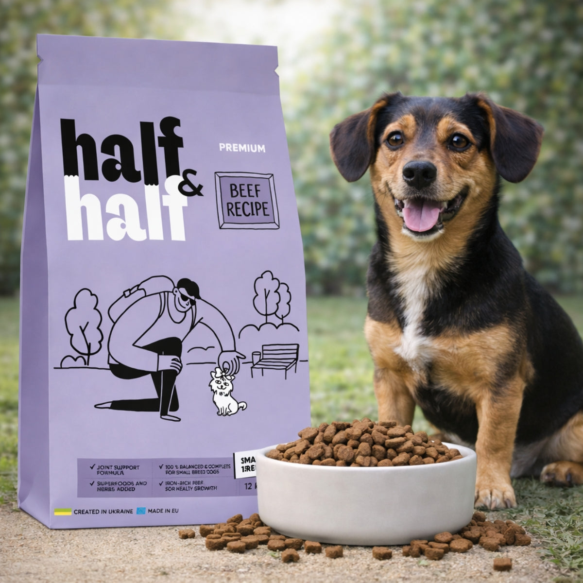 Cухий корм для собак Half&Half Small Breed - яловичина, промофото - pawow.com.ua