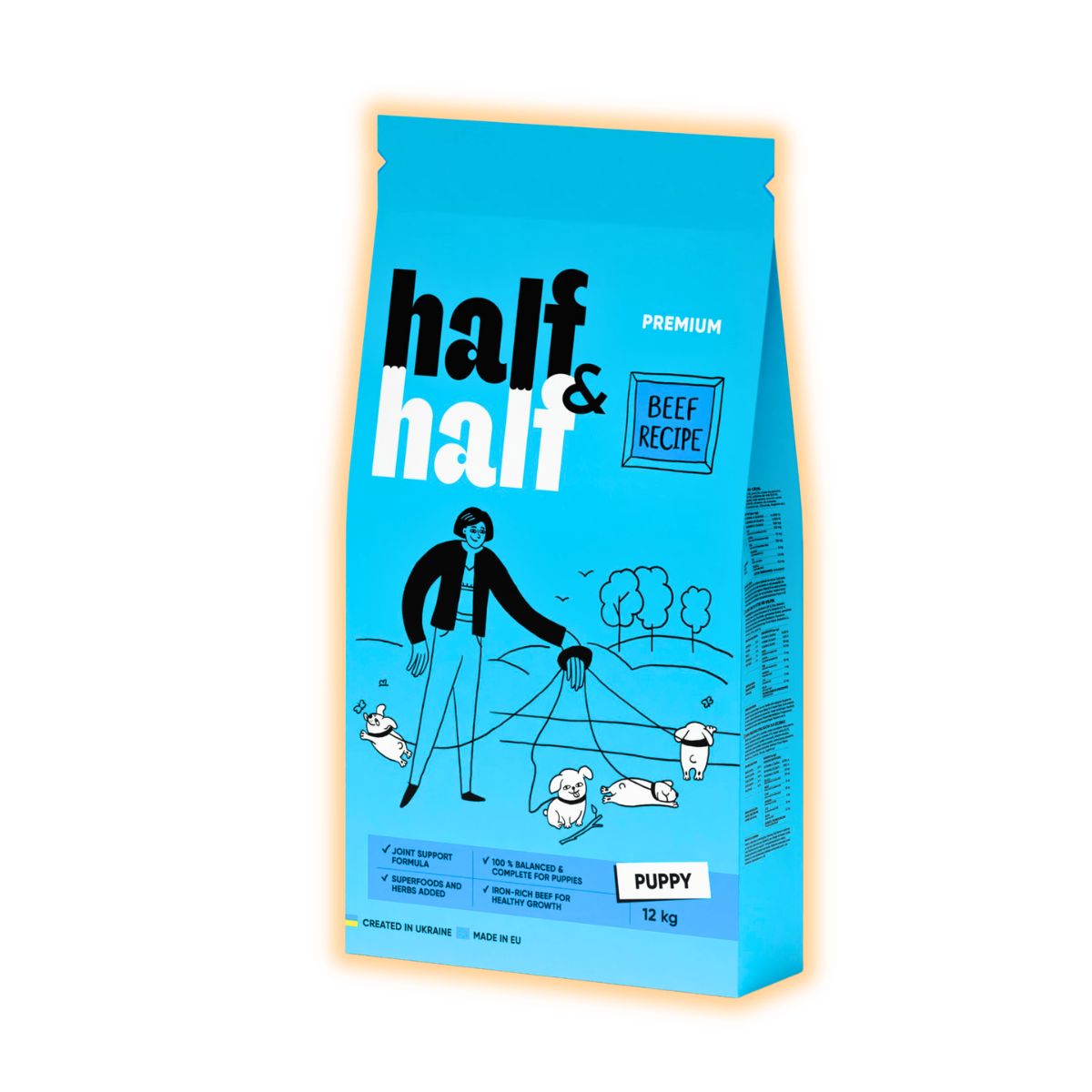 Cухий корм для цуценят Half&Half Puppy 12 кг - яловичина - pawow.com.ua