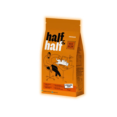 Сухий корм для котів Half&Half Sterilized 2 кг - яловичина - pawow.com.ua