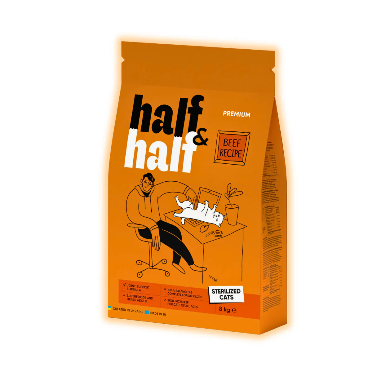 Сухий корм для котів Half&Half Sterilized 8 кг - яловичина - pawow.com.ua