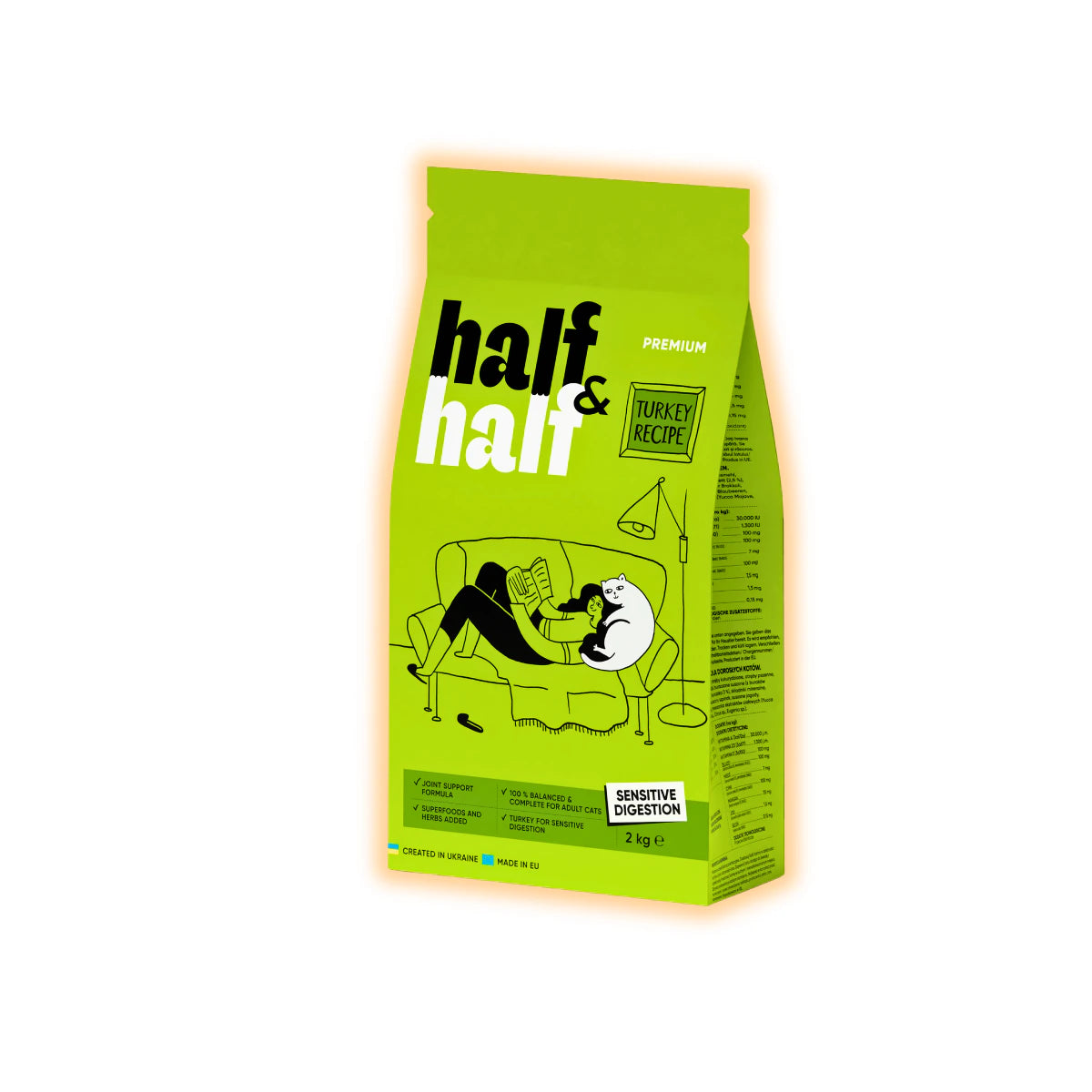 Сухий корм для котів Half&Half Sensitive Digestion 2 кг - індичка - pawow.com.ua