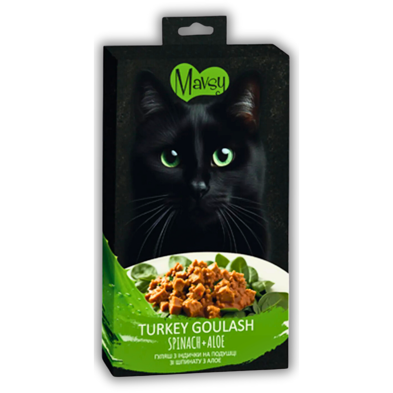 Упаковка ласощів Mavsy Creamy Superfood Turkey Goulash On A Bed Of Spinach With Aloew 75г