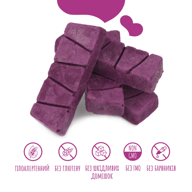 Критерії якості ласощів для собак від 3-х місяців Mavsy freeze dried CHOCOLATE FONDANT WITH PURPLE SWEET POTATO шоколадний фондан з фіолетовим бататом