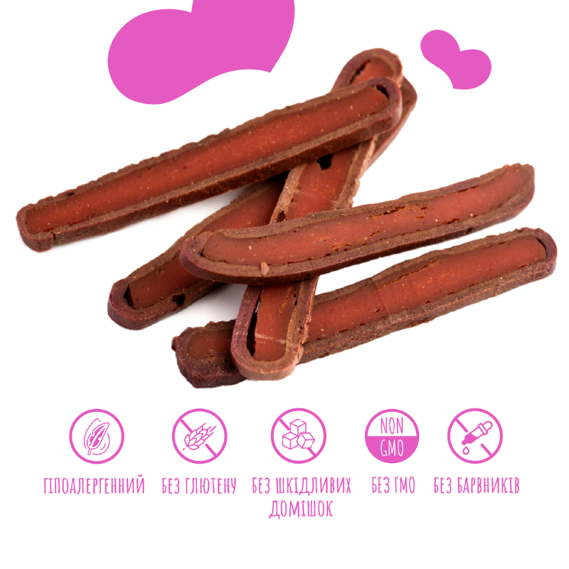 Критерії якості ласощів для собак від 3-х місяців Mavsy Refined jerky LAMB BASTURMA WITH PURPLE SWEET POTATO бастурма з баранини та фіолетовим бататом