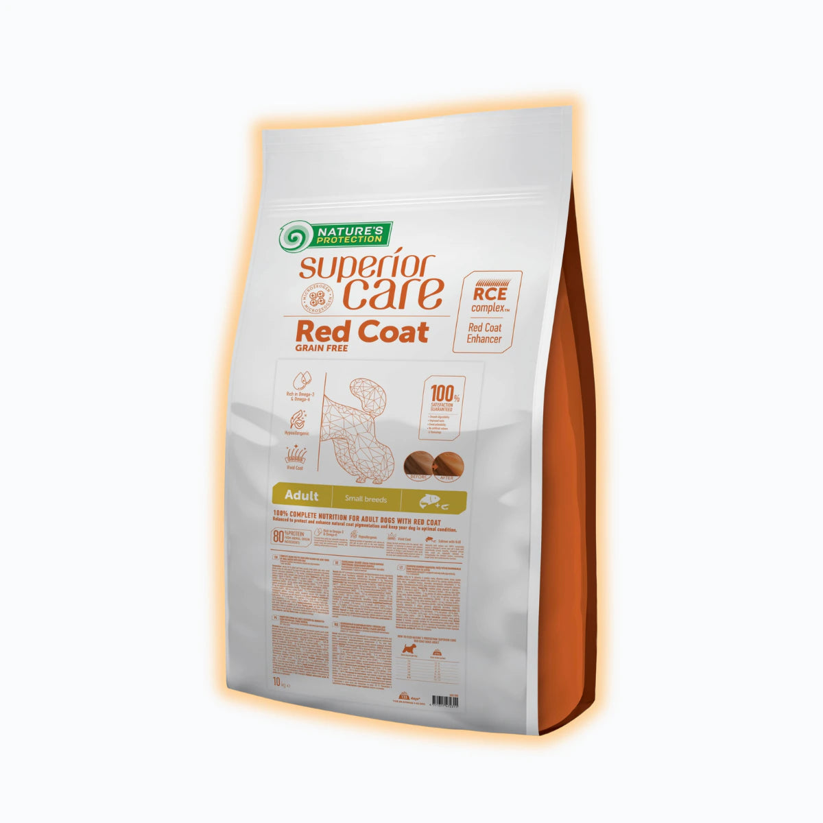 Nature's Protection Superior Care Red Coat Grain Free Salmon Adult Small Breeds Сухий беззерновий корм для дорослих собак малих порід з рудим забарвленням з лососем, 10 кг - pawow.com.ua