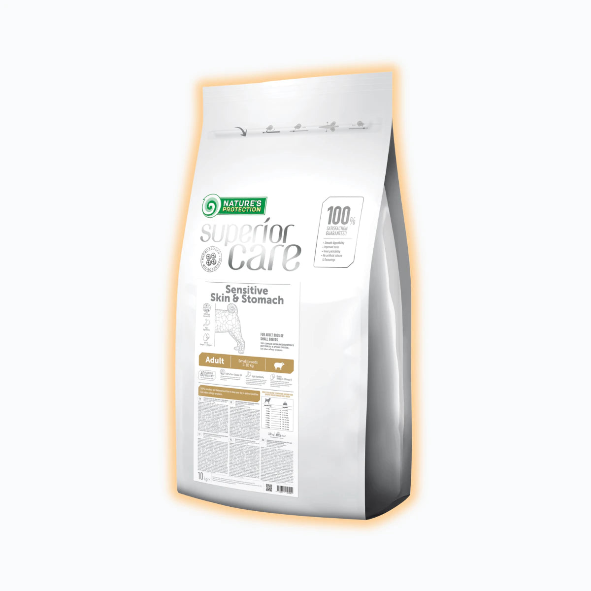 Nature's Protection Superior Care Sensitive Skin&Stomach Adult Small Breeds Сухий корм для дорослих собак малих порід із чутливим травленням з ягням, 10 кг - pawow.com.ua