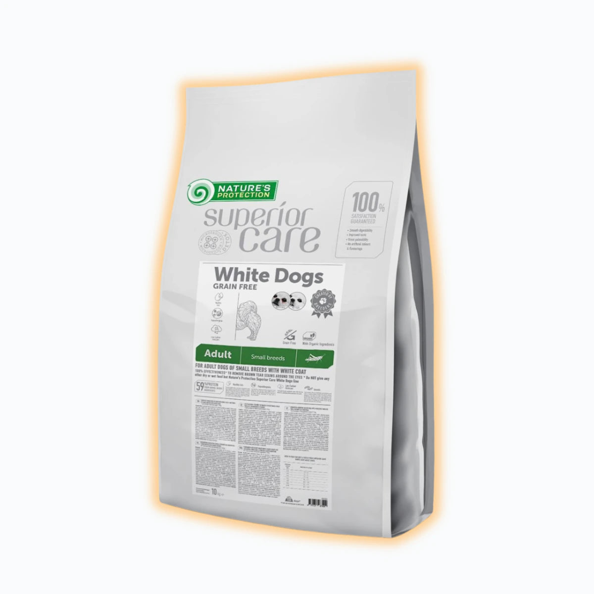 Nature's Protection Superior Care White Dogs Grain Free Insect Adult Small Breeds Сухий беззерновий корм для дорослих собак малих порід з протеїном комах, 10 кг - pawow.com.ua