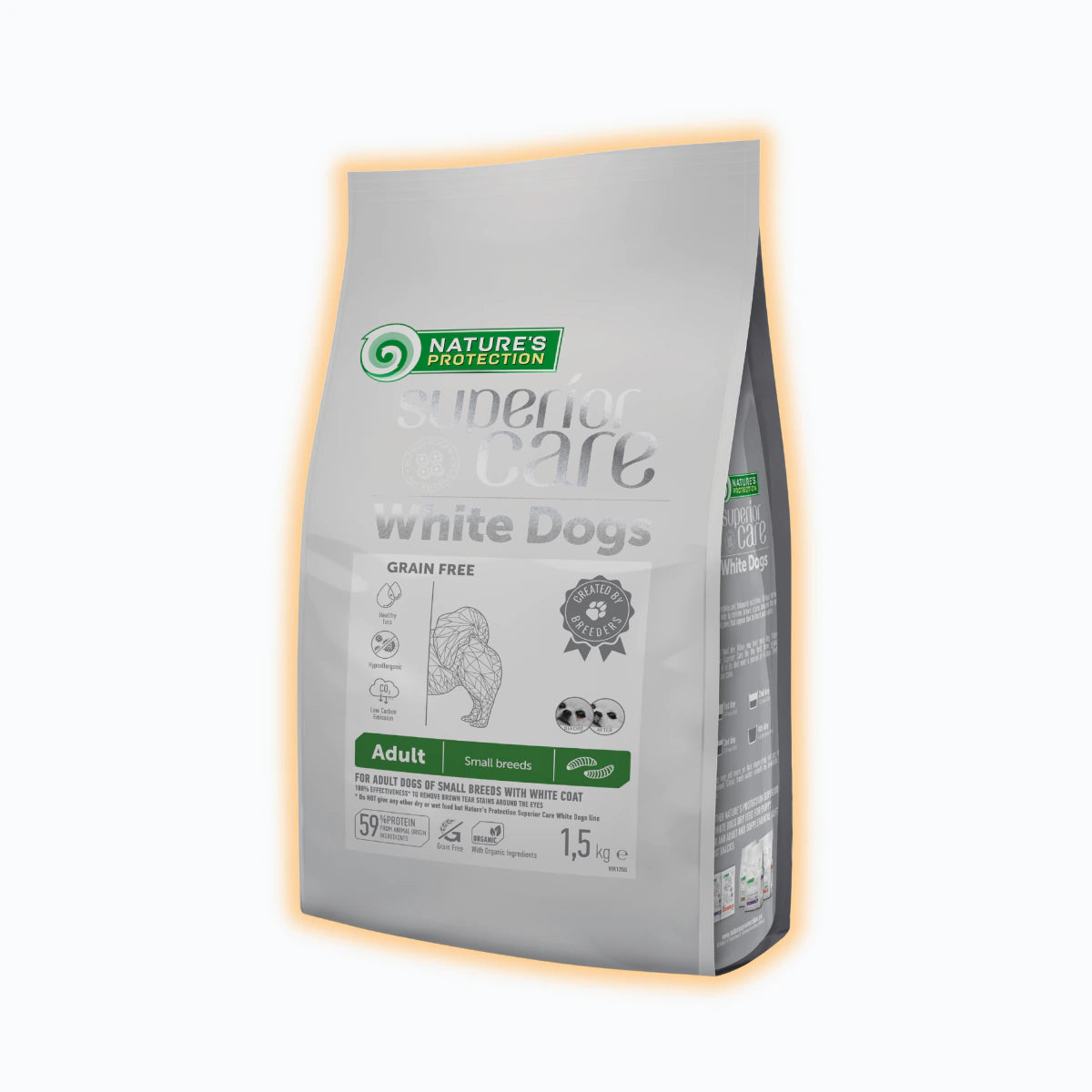 Nature's Protection Superior Care White Dogs Grain Free Insect Adult Small Breeds Сухий беззерновий корм для дорослих собак малих порід з протеїном комах, 1.5 кг - pawow.com.ua