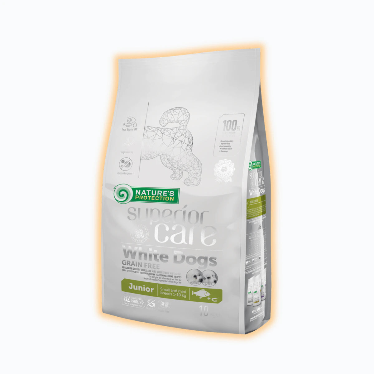 Nature's Protection Superior Care White Dogs Grain Free White Fish Junior Small Breeds Сухий беззерновий корм для юніорів малих порід з білою рибою, 10 кг - pawow.com.ua
