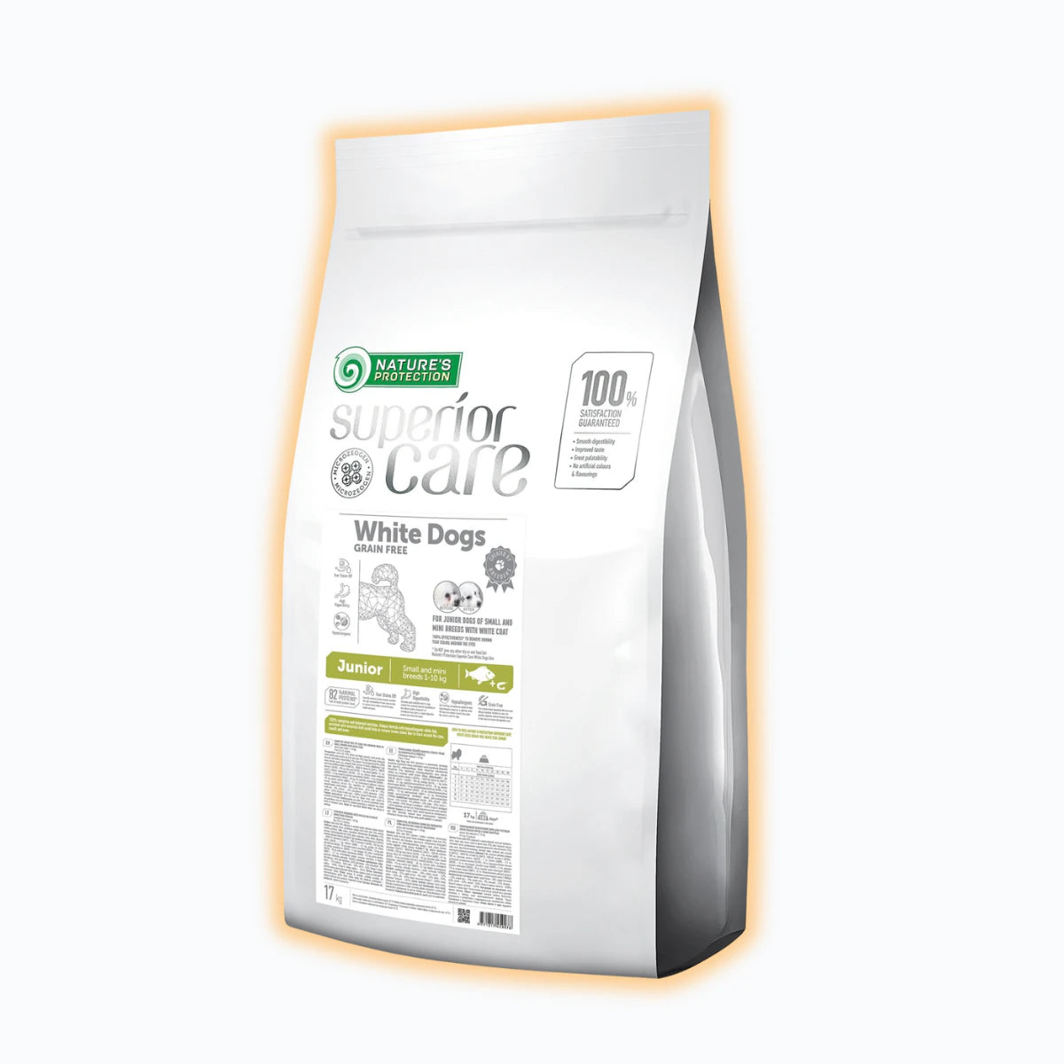 Nature's Protection Superior Care White Dogs Grain Free White Fish Junior Small Breeds Сухий беззерновий корм для юніорів малих порід з білою рибою, 17 кг - pawow.com.ua