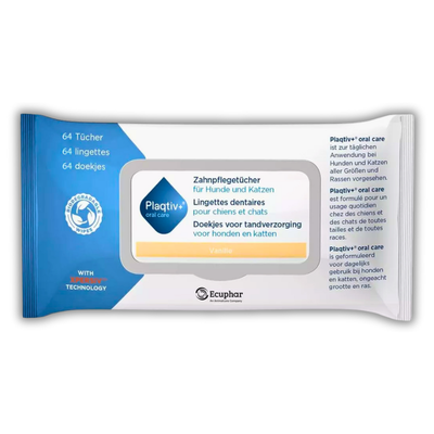 Стоматологічні серветки для собак та котів Plaqtiv+ Dental Wipes, 64 шт