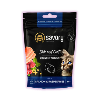 Savory Coat and Skin ласощі для котів 50 г - лосось із малиною