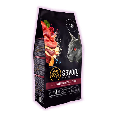 Savory Adult Sterilized сухий корм для котів 400 г - індичка та качка