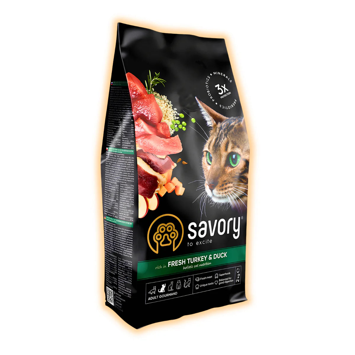 Сухий корм для котів Savory Adult Gourmand 2 кг - індичка та качка - pawow.com.ua