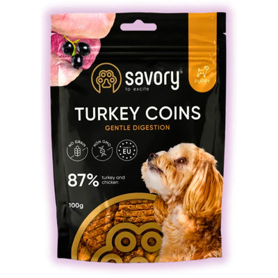 Джерки Savory Puppy Coins With Turkey, монетки для цуценят з індичкою, 100 г