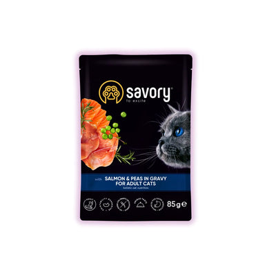 Savory Adult вологий корм для котів 85 г - лосось та горошок