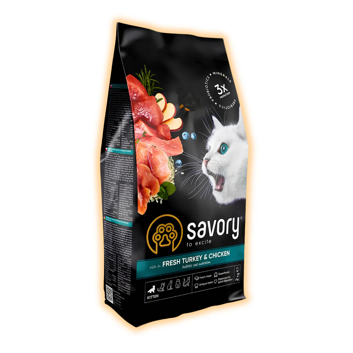 Сухий корм для кошенят Savory Kitten 2 кг - індичка та курка - pawow.com.ua