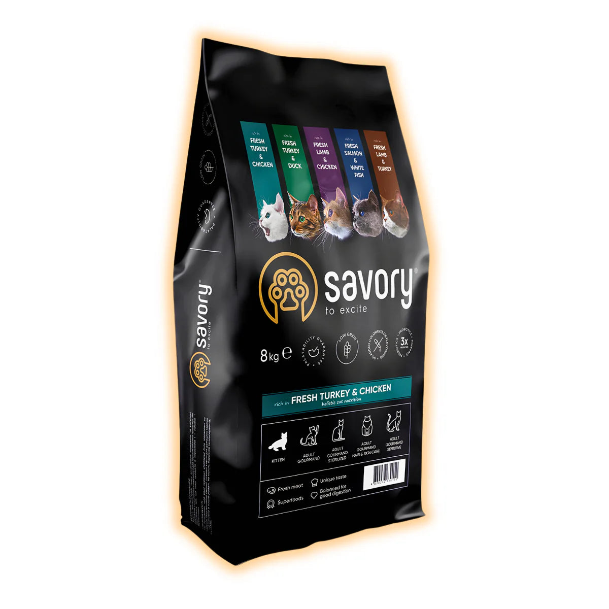 Сухий корм для кошенят Savory Kitten 8 кг - індичка та курка - pawow.com.ua