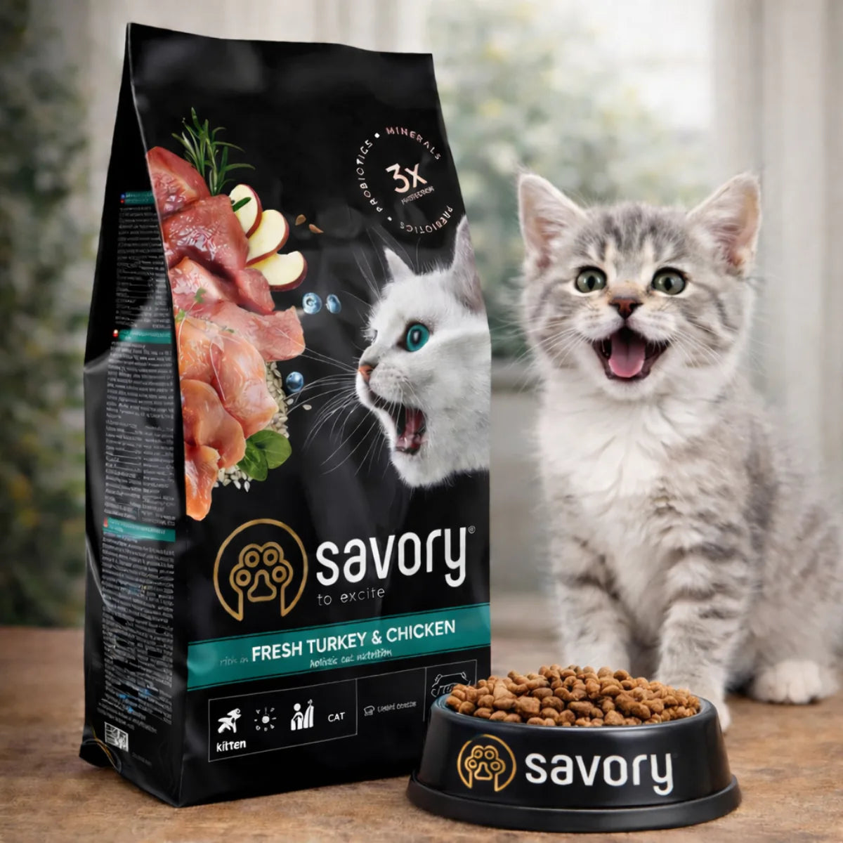 Сухий корм для кошенят Savory Kitten - індичка та курка, промофото - pawow.com.ua