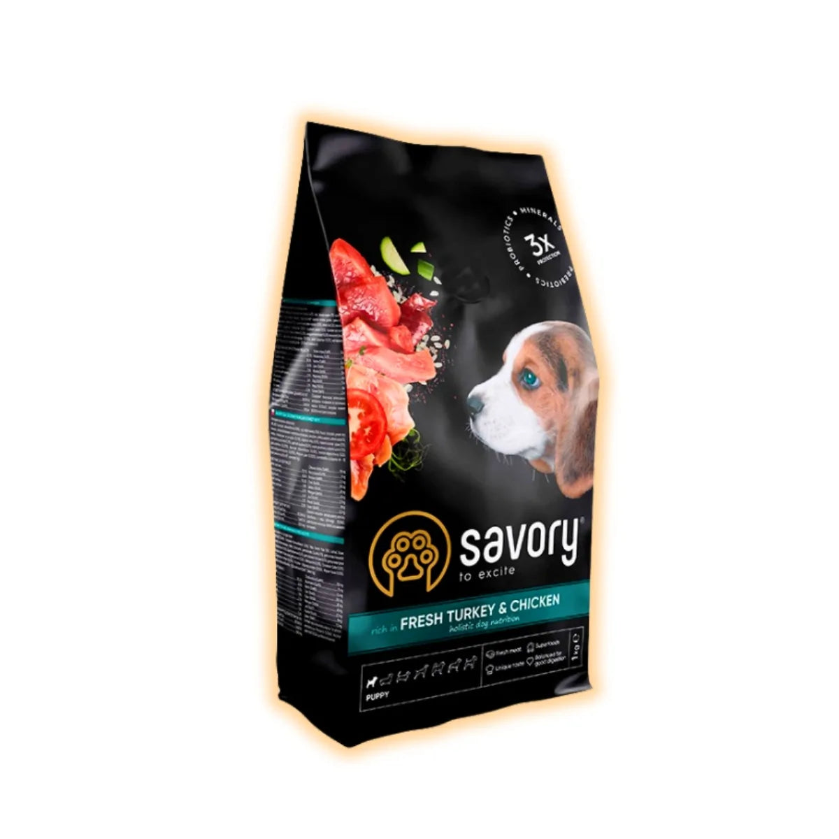 Cухий корм для цуценят Savory Puppy 12 кг - індичка та курка - pawow.com.ua