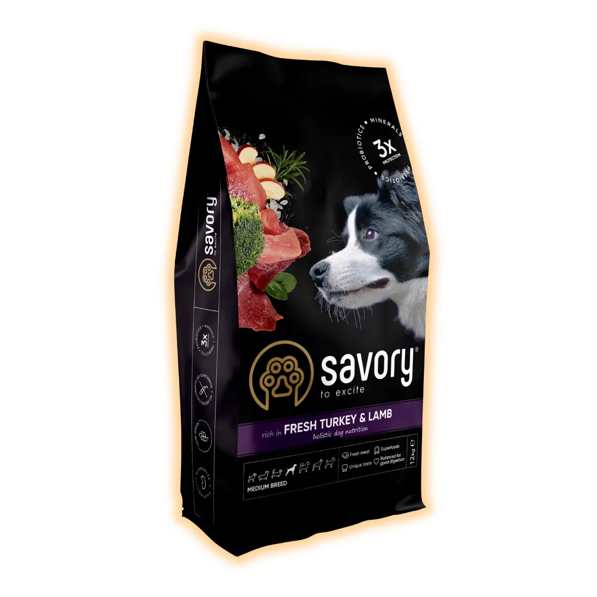 Savory Medium Breed сухий корм для собак 12 кг - індичка та ягня - pawow.com.ua